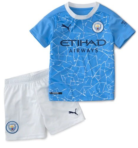 Kit infantil oficial Puma Manchester City 2020 2021 I jogador